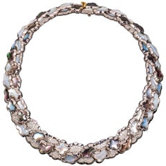 Vintage Van Cleef & Arpels Alahambra Mother of pearl, Diamond Necklace