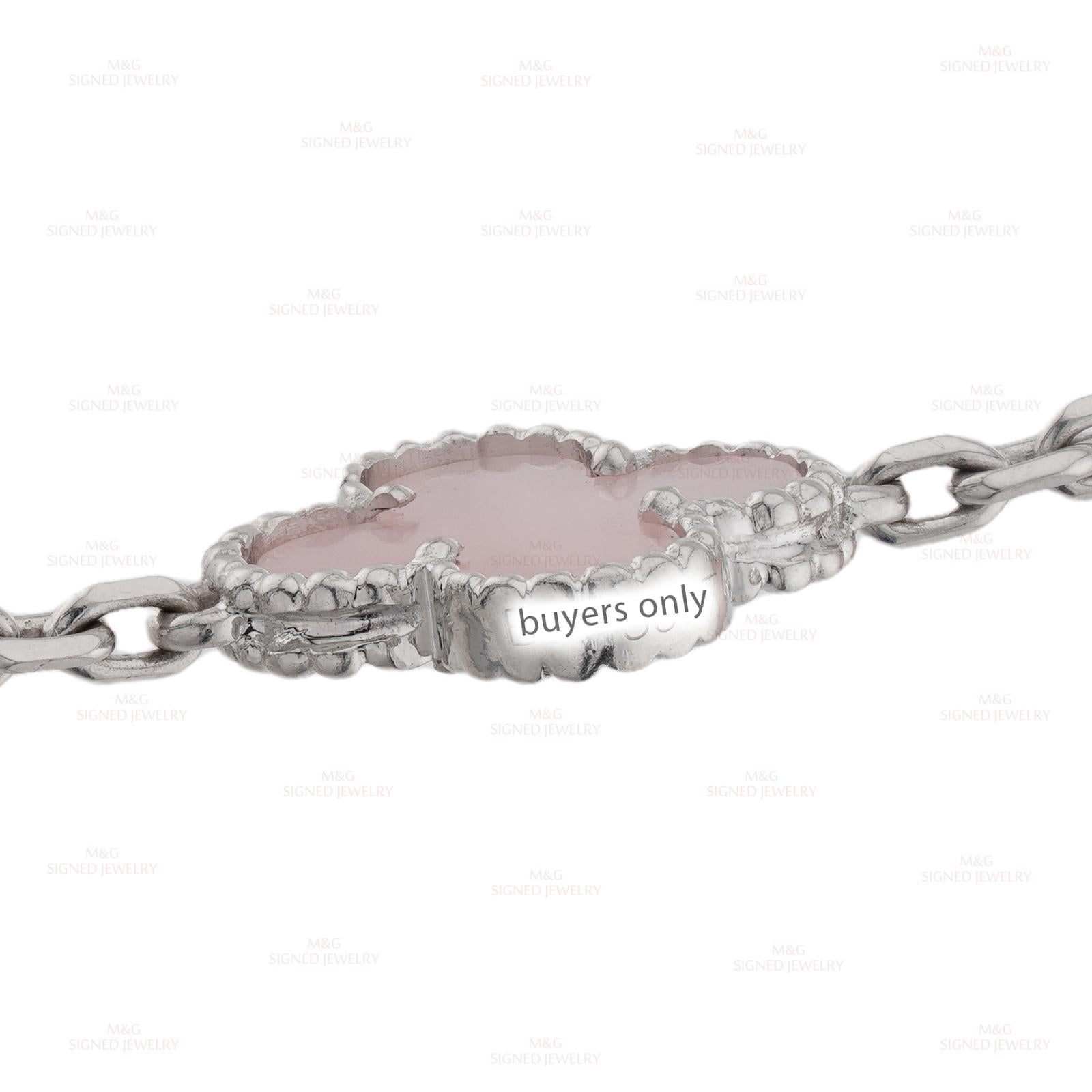 VAN CLEEF & ARPELS Alhambra 10 Motif Pink Opal Necklace COA For Sale 5