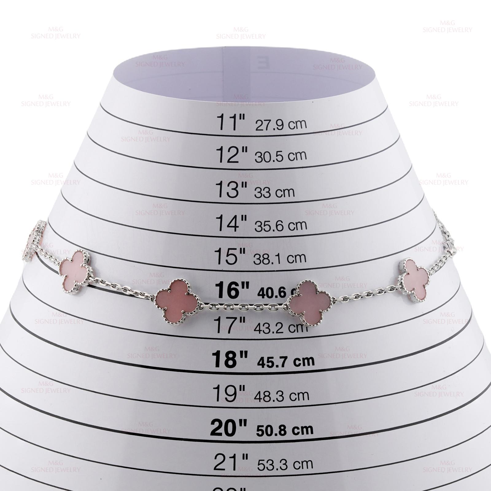 VAN CLEEF & ARPELS Alhambra 10 Motif Pink Opal Necklace COA For Sale 3