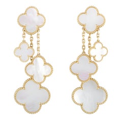 Van Cleef & Arpels Alhambra 18 Karat Gold Mother-of-Pearl Dangling Earrings