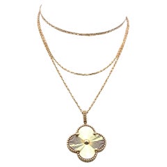 Van Cleef & Arpels Alhambra 18 Karat Yellow Gold Pendant Necklace with Cert