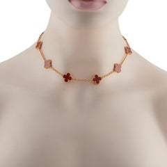 Van Cleef & Arpels Alhambra 18K Gold Carnelian 10-Motif Necklace VC12-011926