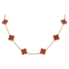 Van Cleef & Arpels Alhambra 18K Gold Carnelian 10-Motif Necklace VC12-011926