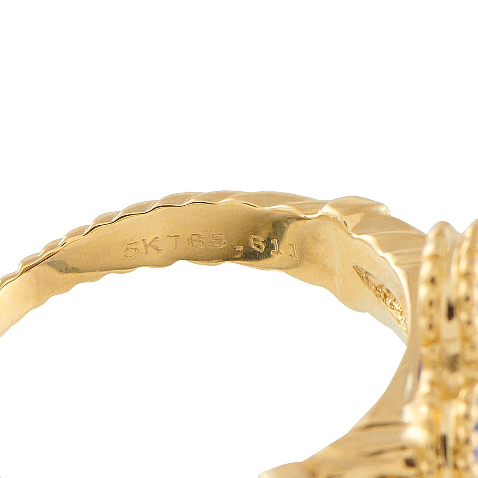 Van Cleef & Arpels Alhambra 18K Gold Diamond & Lapis Lazuli Ring VC06-110725 In condizioni ottime in vendita a Southampton, PA