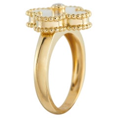 Van Cleef & Arpels Alhambra 18K Gold Diamond & Mother of Pearl Ring VC14-052026