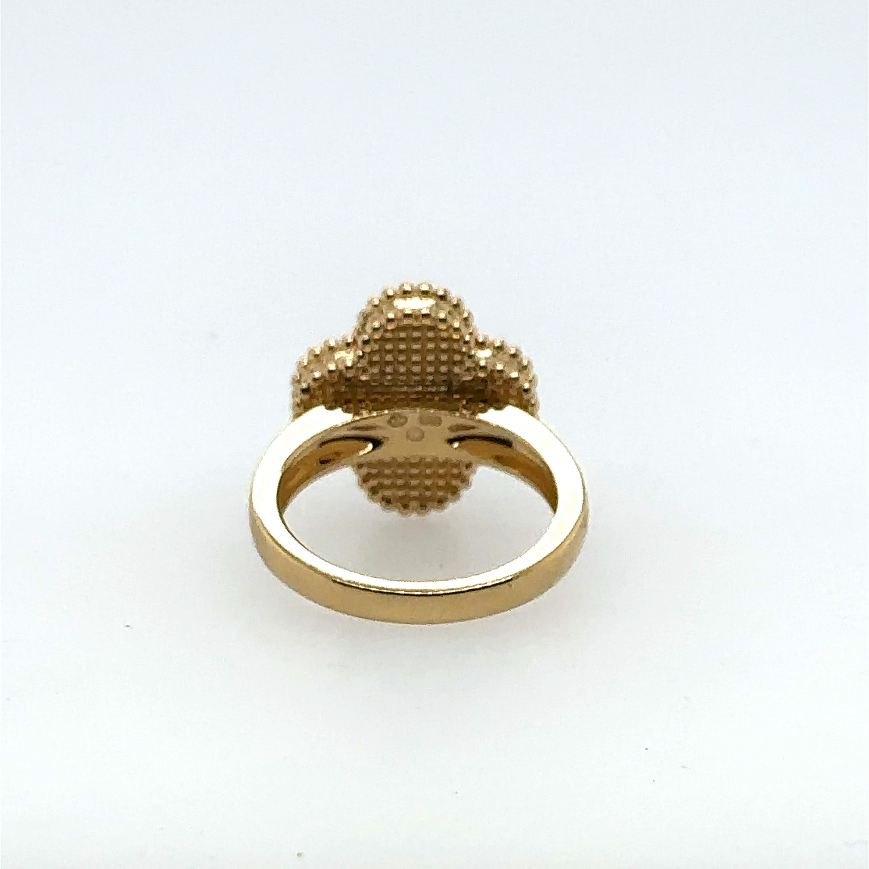 Van Cleef & Arpels Alhambra 18k Gold & Diamond Ring In Excellent Condition In Vaughan, CA