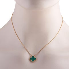 Van Cleef & Arpels Alhambra 18K Gold Malachite Pendant Necklace VC16-031326