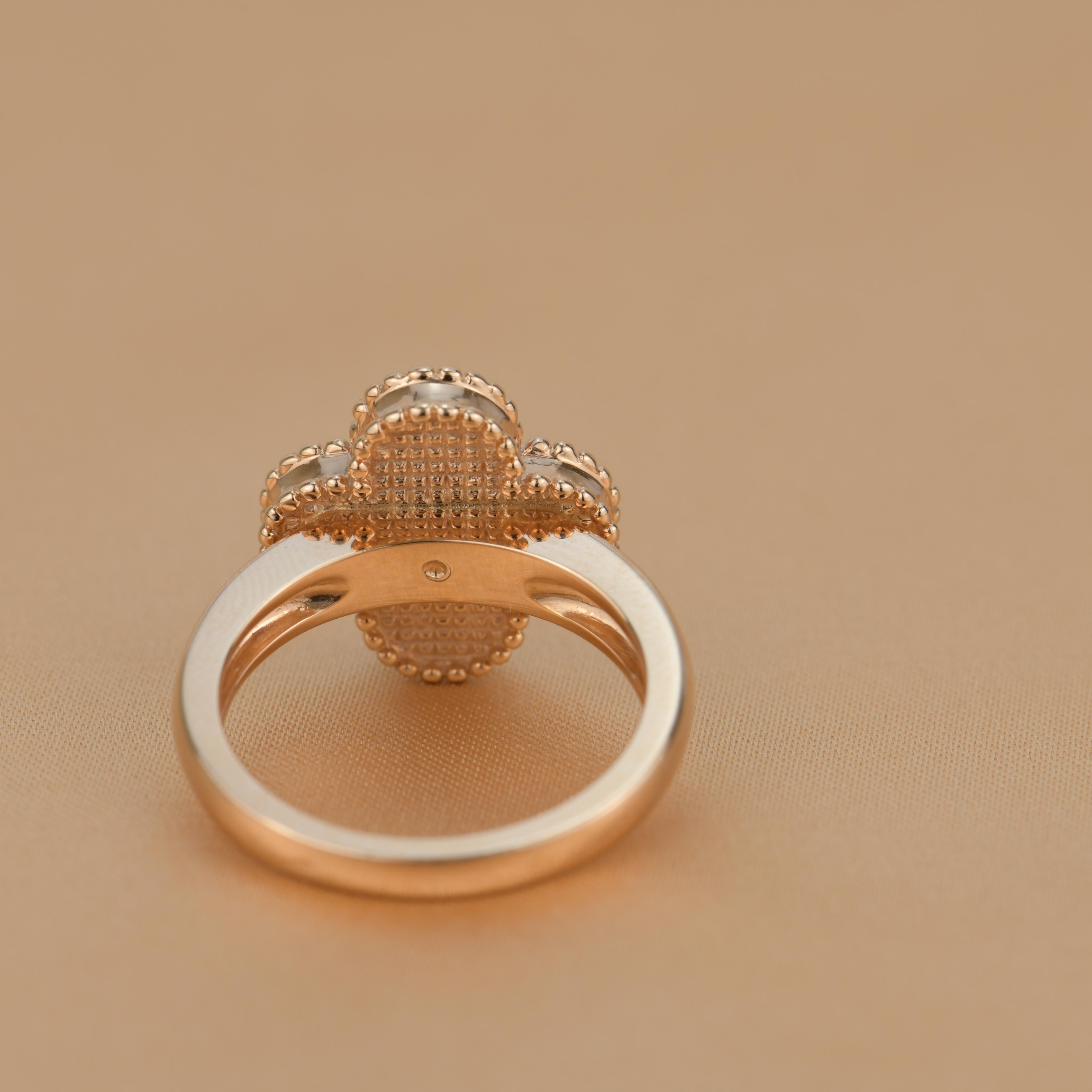 Brilliant Cut Van Cleef & Arpels Alhambra 18k Rose Gold Diamond Ring