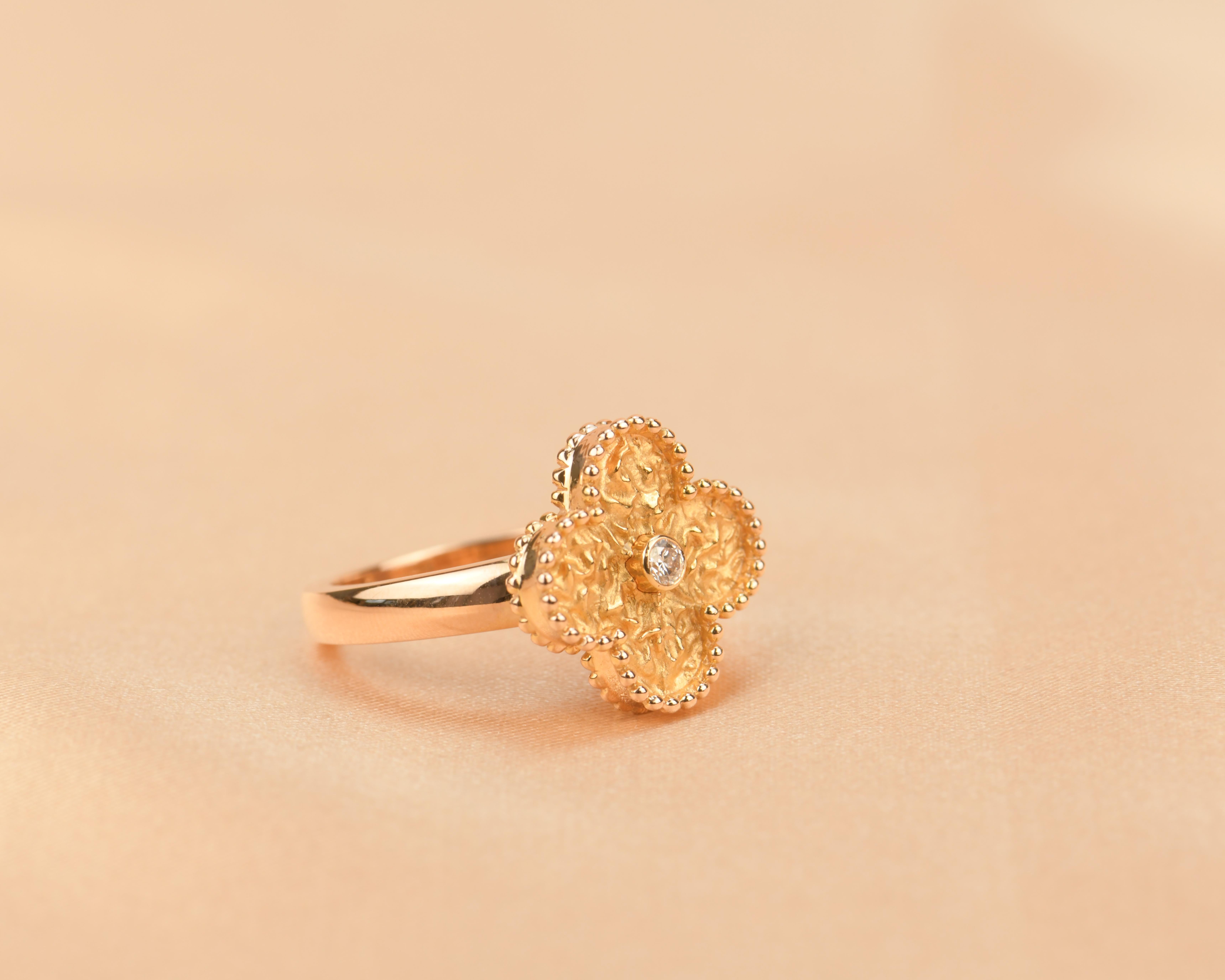 Van Cleef & Arpels Alhambra 18k Rose Gold Diamond Ring 4