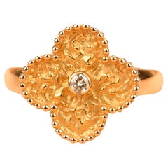 Used Van Cleef & Arpels Alhambra 18k Rose Gold Diamond Ring
