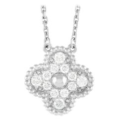 Van Cleef & Arpels Alhambra 18k White Gold 0.48 Ct Diamond Pendant Necklace