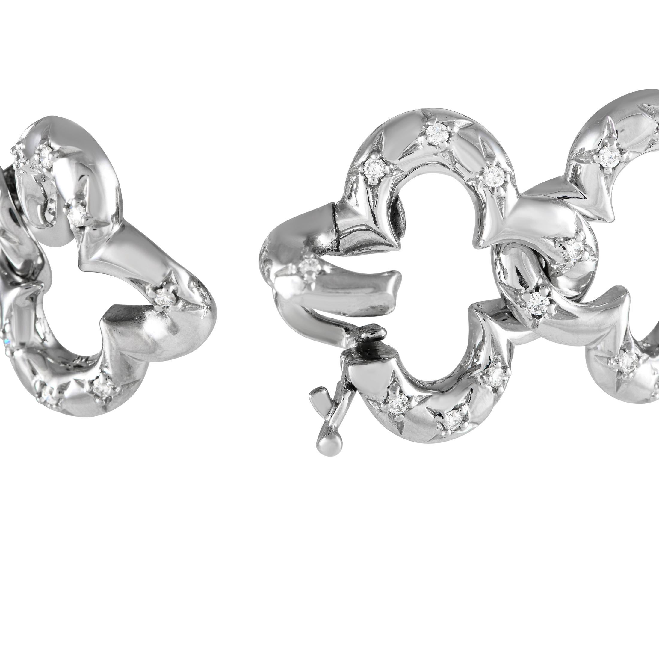 Round Cut Van Cleef & Arpels Alhambra 18K White Gold 2.0ct Diamond Link Bracelet For Sale