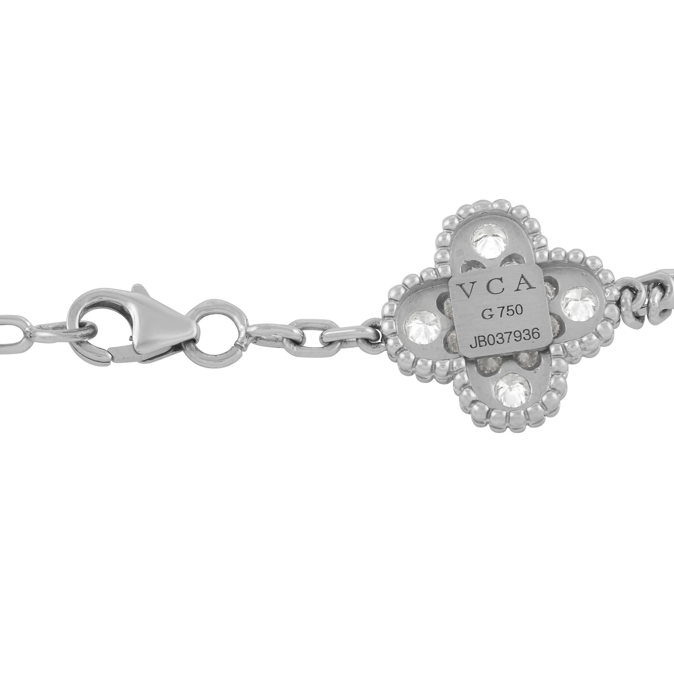 Van Cleef & Arpels Alhambra 18K White Gold 2.42 Ct Diamond Bracelet In Excellent Condition In Southampton, PA