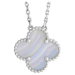 Van Cleef & Arpels Alhambra 18K White Gold Chalcedony Necklace