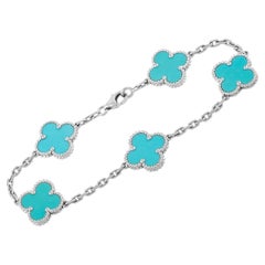 Van Cleef & Arpels Alhambra 18K White Gold Turquoise Bracelet