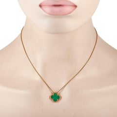 Van Cleef & Arpels Alhambra 18K Yellow Gold Chalcedony Necklace