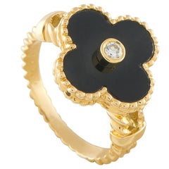Van Cleef 
Arpels Alhambra 18K Yellow Gold Diamond and Onyx Ring VC08-110725