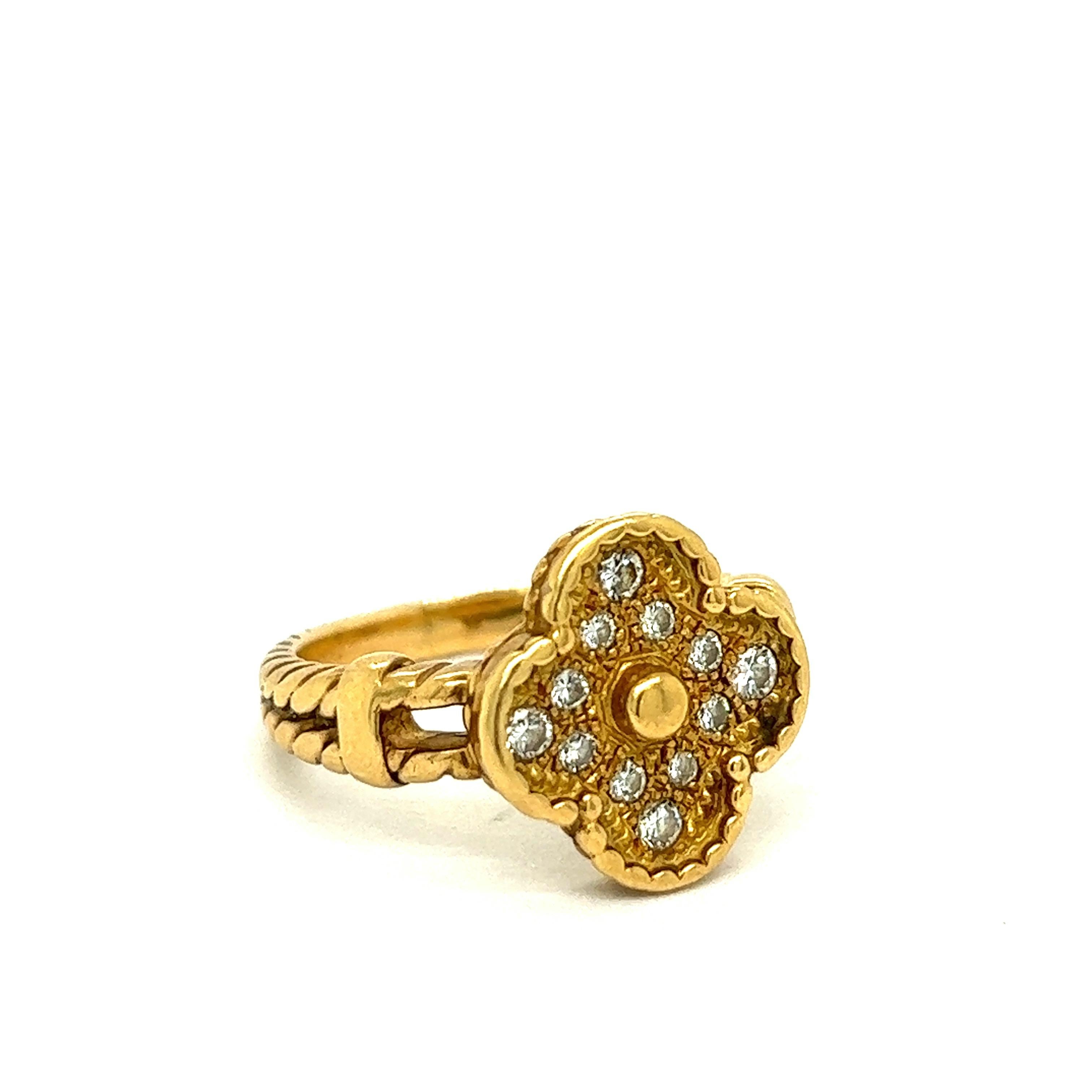 Van Cleef & Arpels Alhambra 18k Yellow Gold Diamond Ring For Sale 4