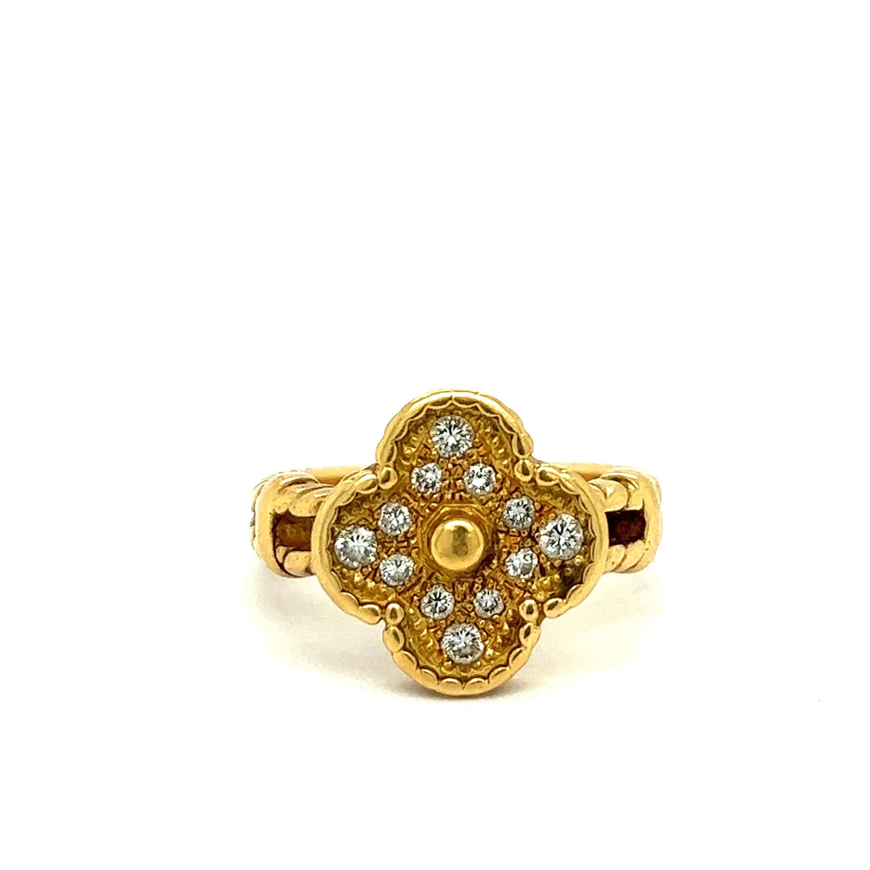 Van Cleef & Arpels Alhambra 18k Yellow Gold Diamond Ring For Sale 5