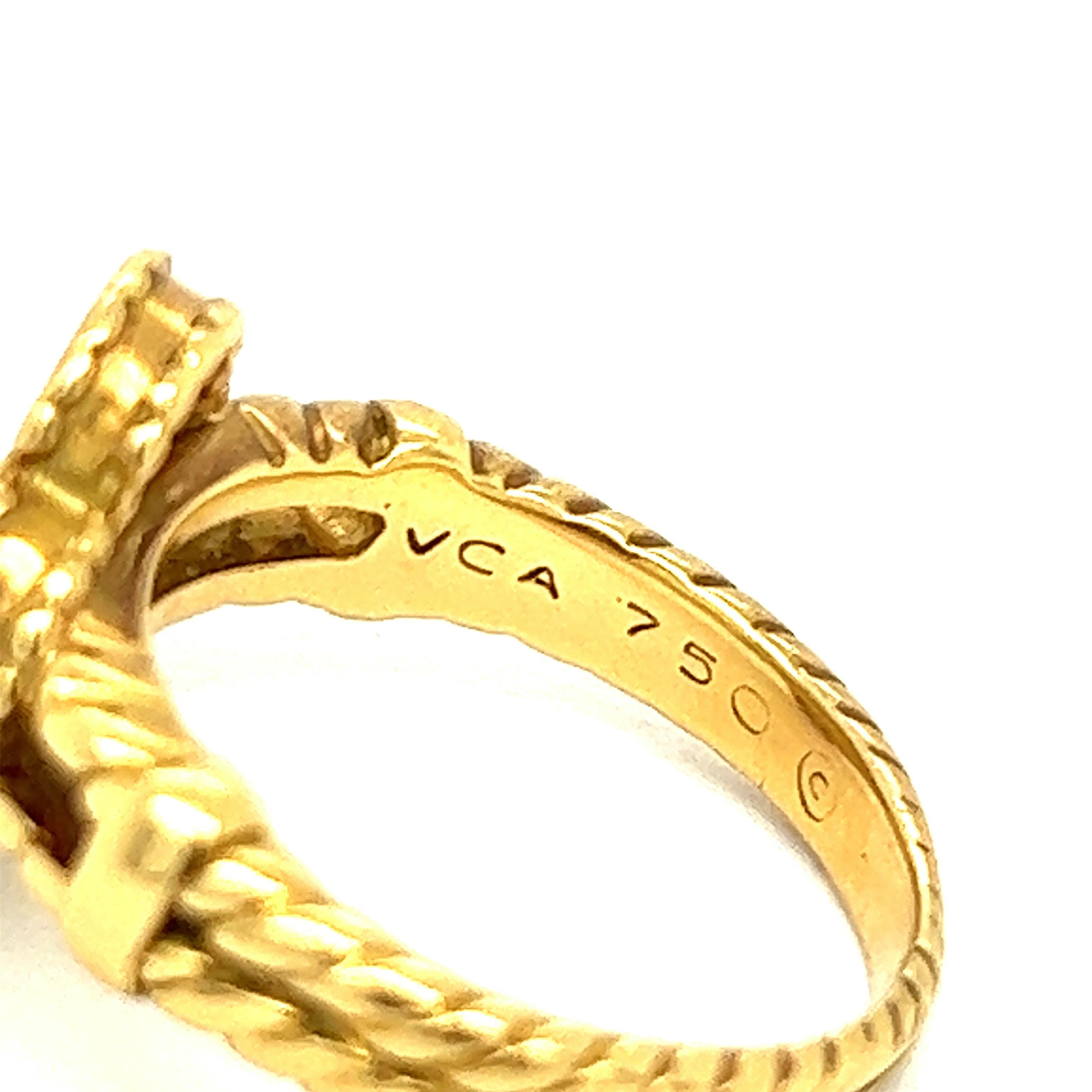 Van Cleef & Arpels Alhambra 18k Yellow Gold Diamond Ring For Sale 8