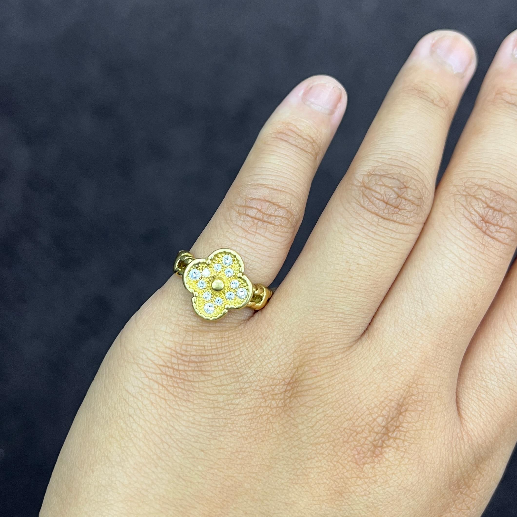 Van Cleef & Arpels Alhambra 18k Yellow Gold Diamond Ring For Sale 9