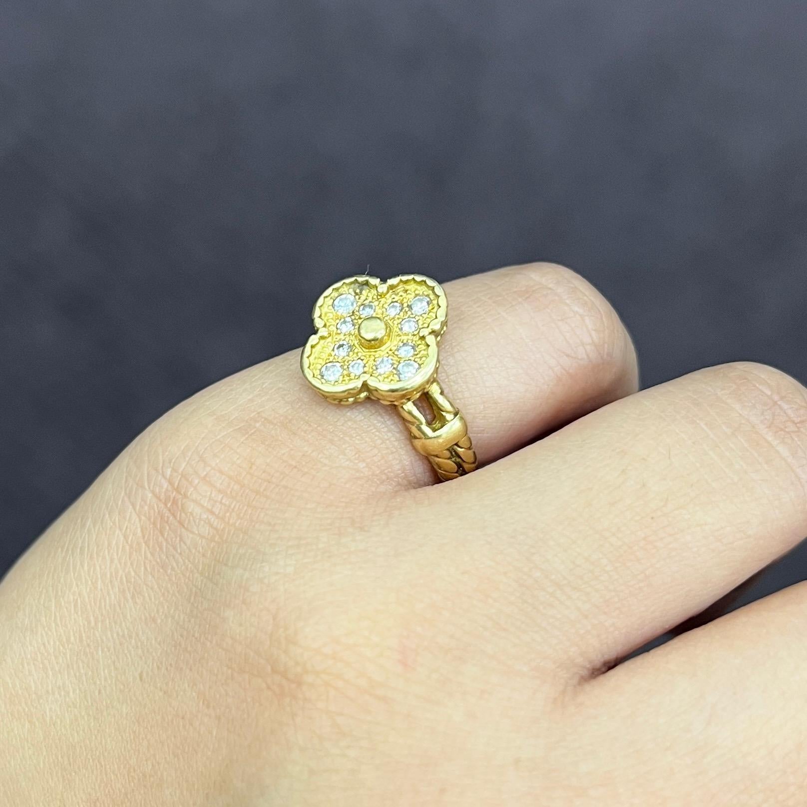 Van Cleef & Arpels Alhambra 18k Yellow Gold Diamond Ring For Sale 10