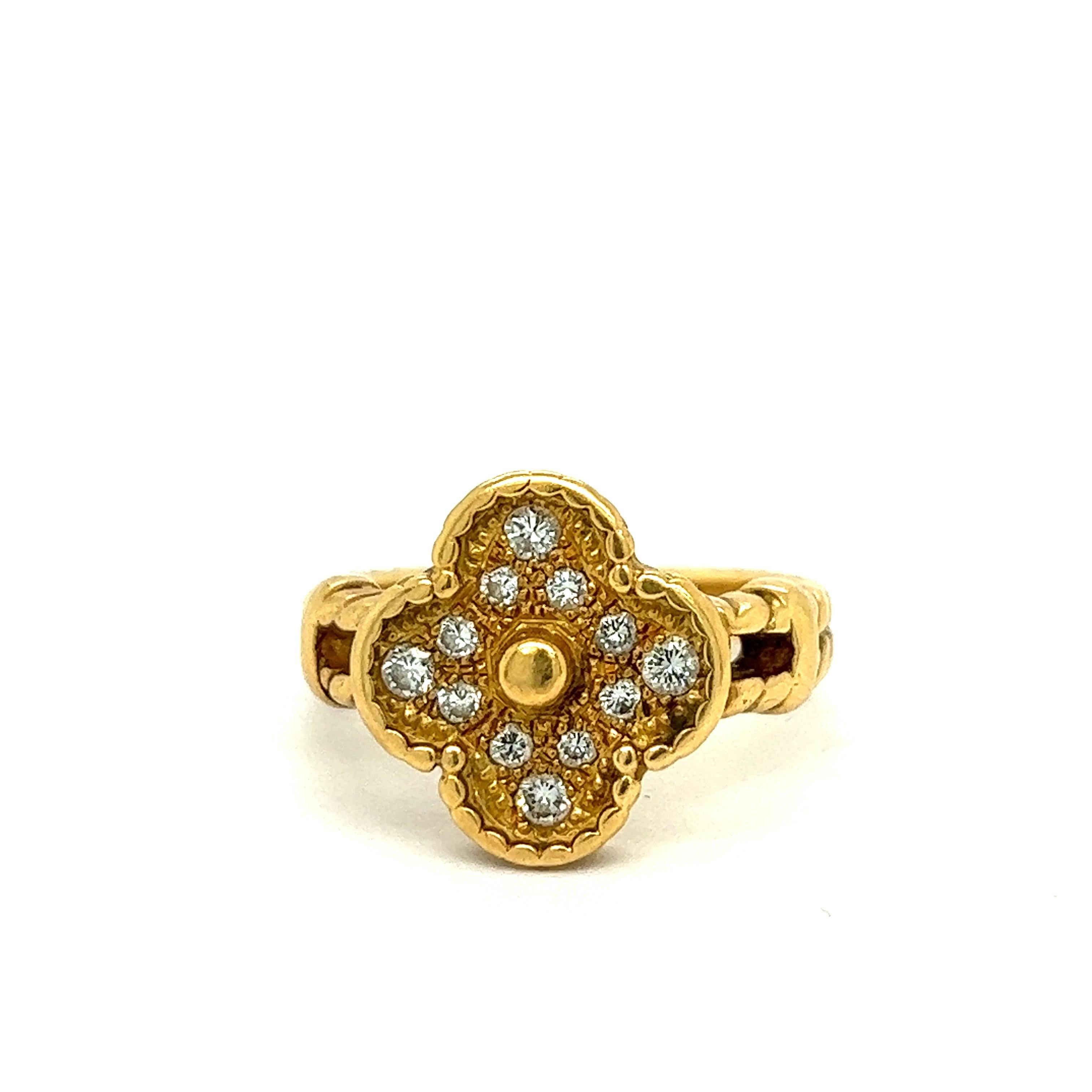Contemporary Van Cleef & Arpels Alhambra 18k Yellow Gold Diamond Ring For Sale