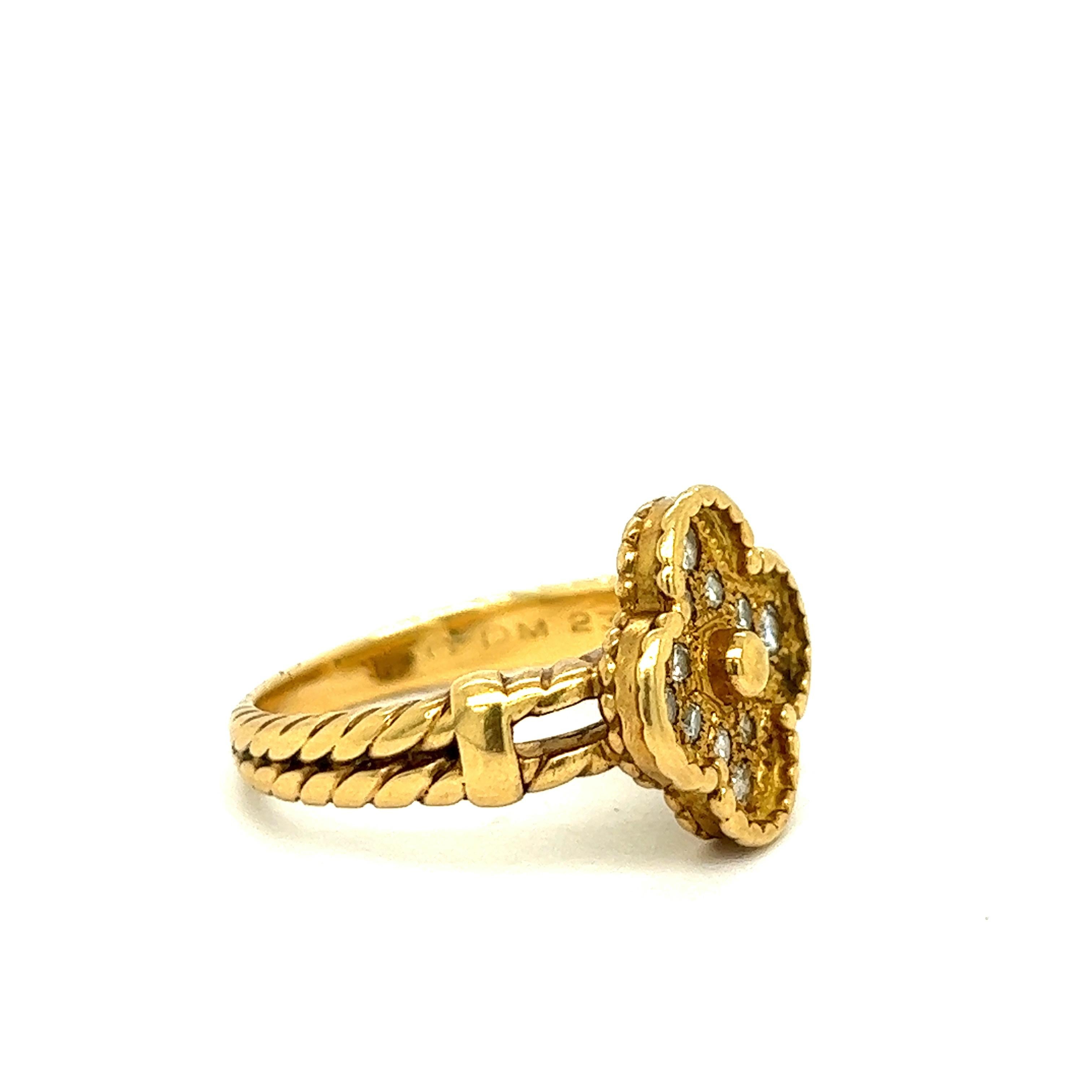 Van Cleef & Arpels Alhambra 18k Yellow Gold Diamond Ring For Sale 3