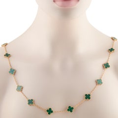 Collar Van Cleef & Arpels Alhambra de oro amarillo de 18 quilates con 20 motivos de malaquita