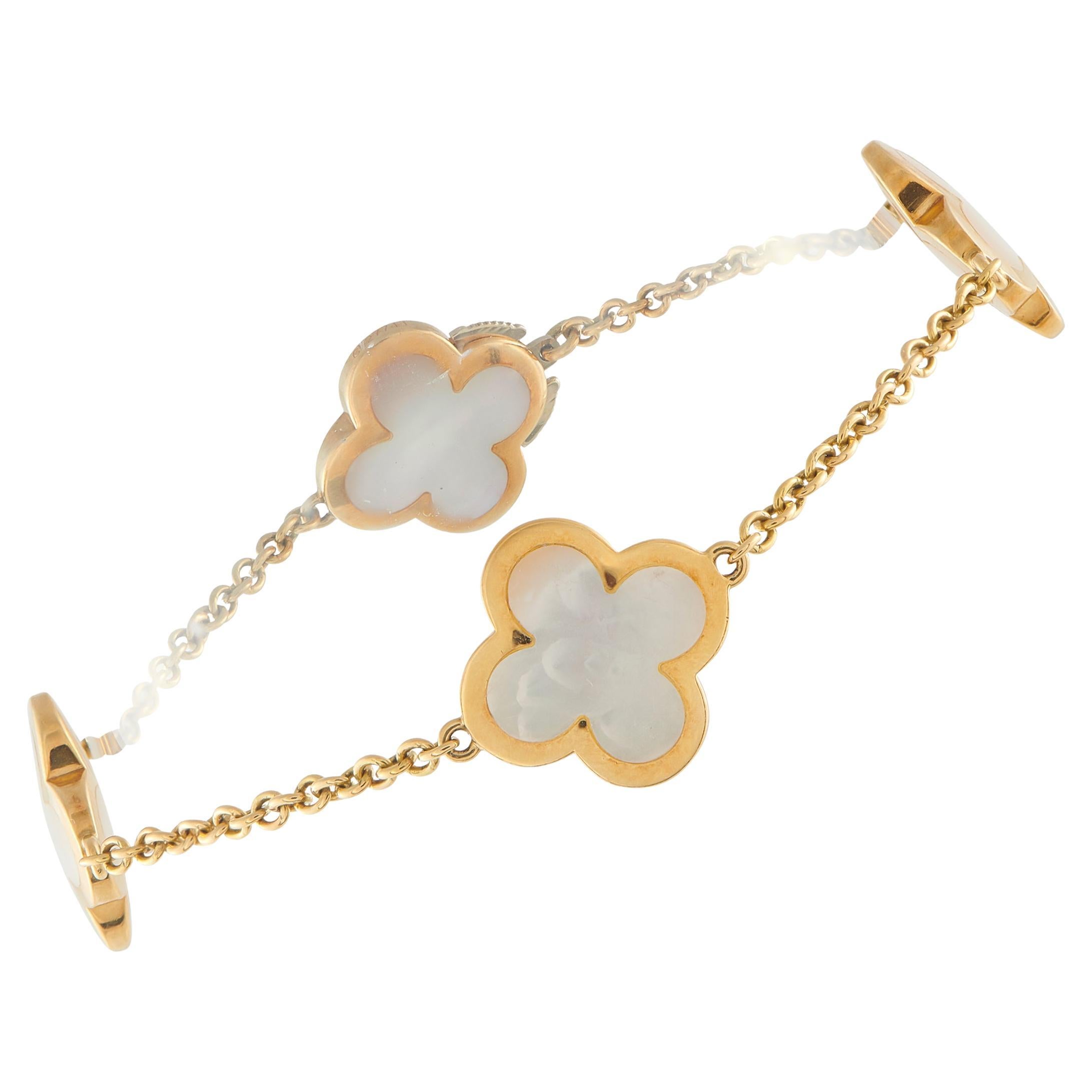 Van Cleef & Arpels Alhambra 18K Yellow Gold Mother of Pearl Bracelet
