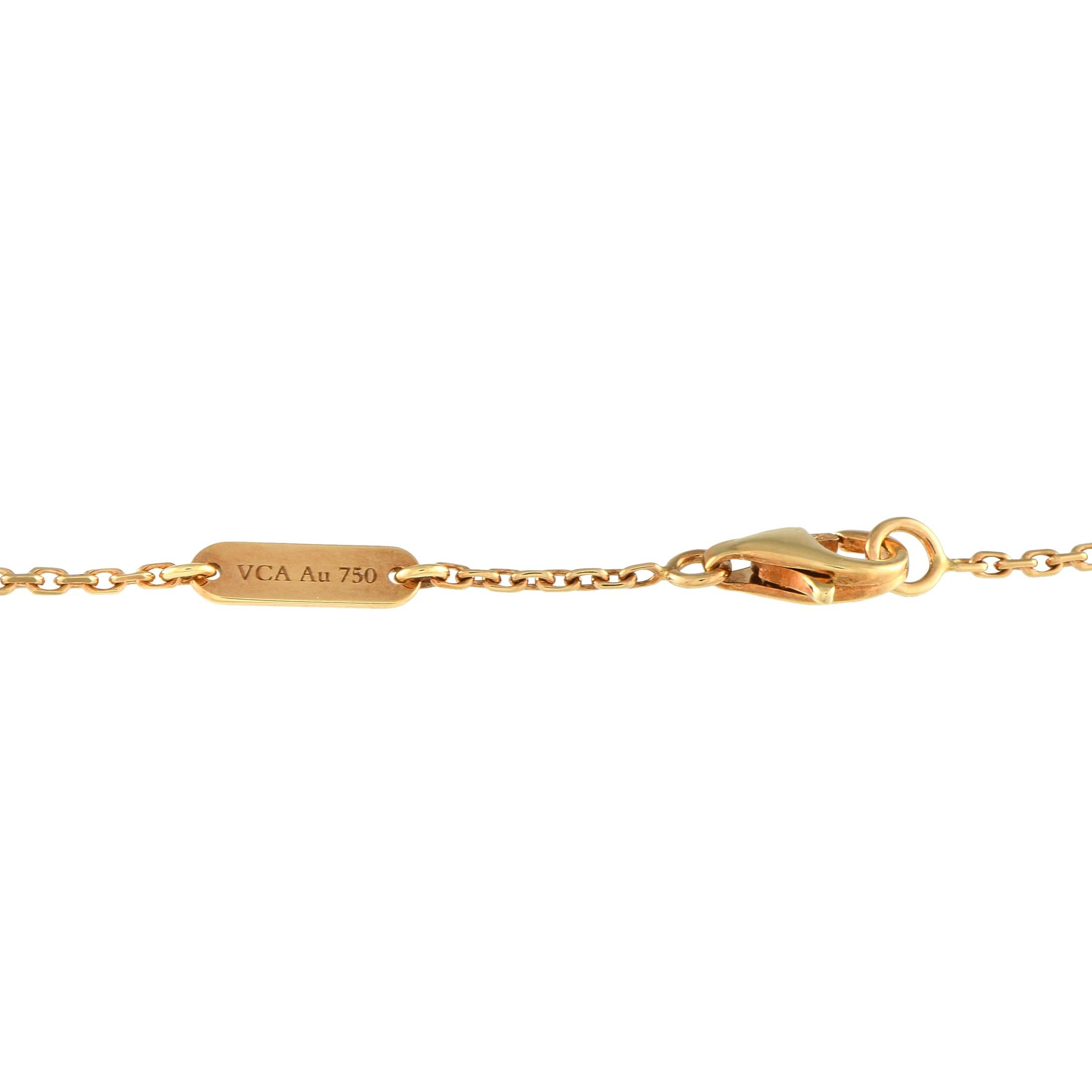 Van Cleef & Arpels Alhambra 18K Yellow Gold Mother of Pearl Necklace In Excellent Condition In Southampton, PA