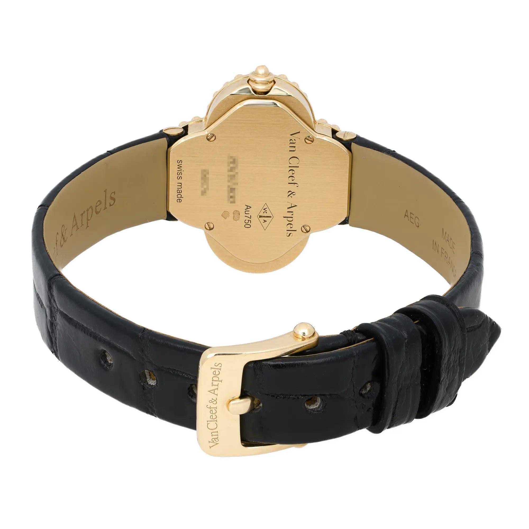 Women's Van Cleef & Arpels Alhambra 18K Yellow Gold Onyx Quartz Ladies Watch VCARD21900