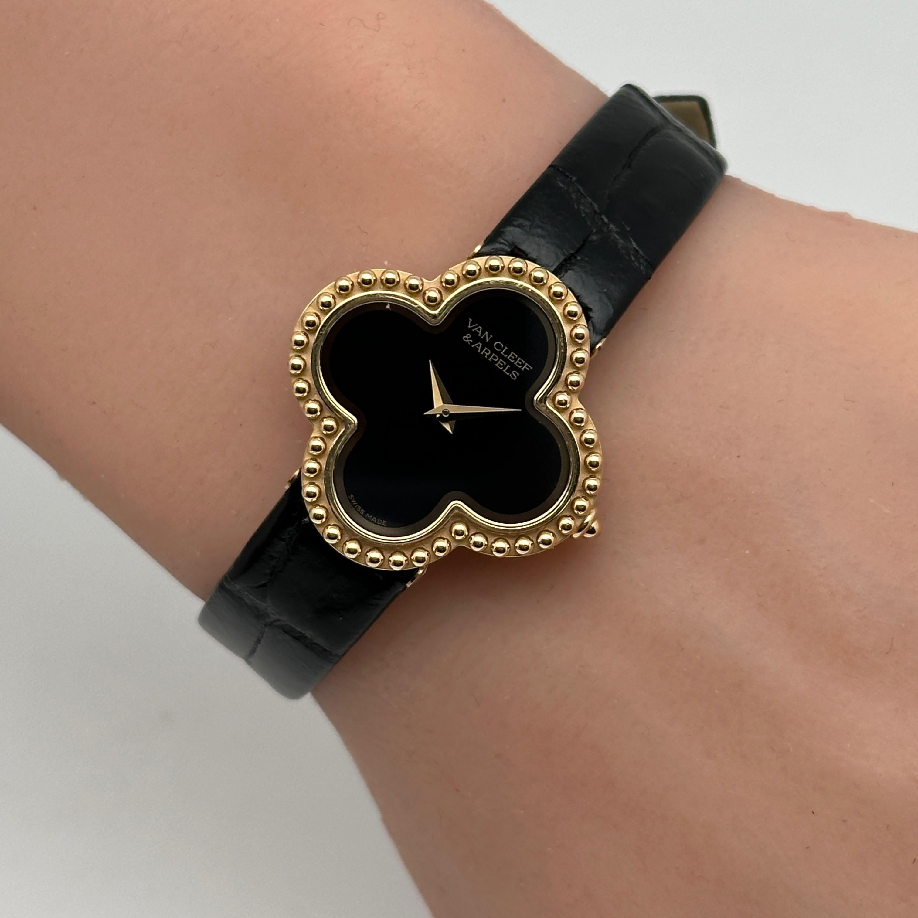 Van Cleef & Arpels Alhambra 18K Yellow Gold Onyx Quartz Ladies Watch VCARD21900 1