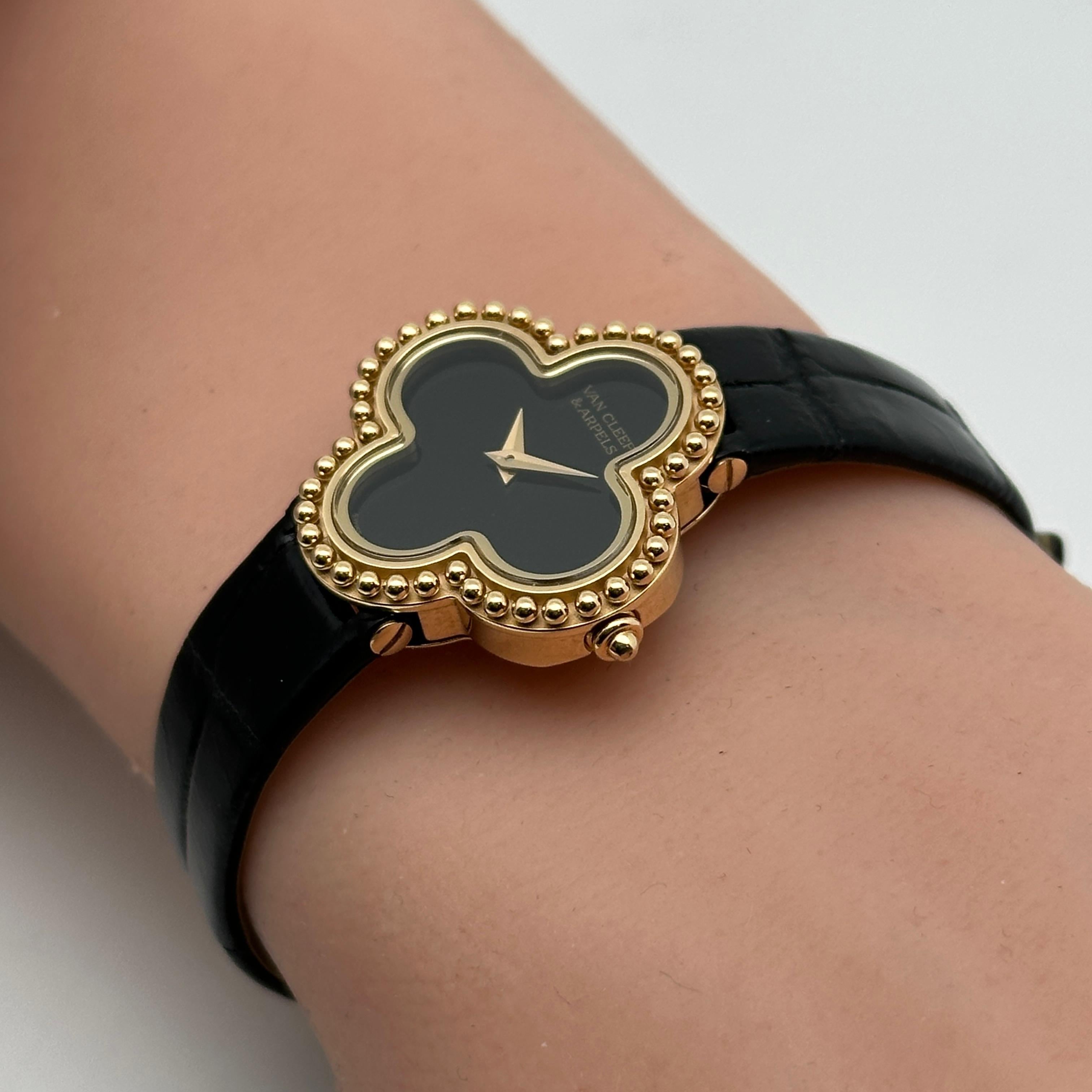 Van Cleef & Arpels Alhambra 18K Yellow Gold Onyx Quartz Ladies Watch VCARD21900 3