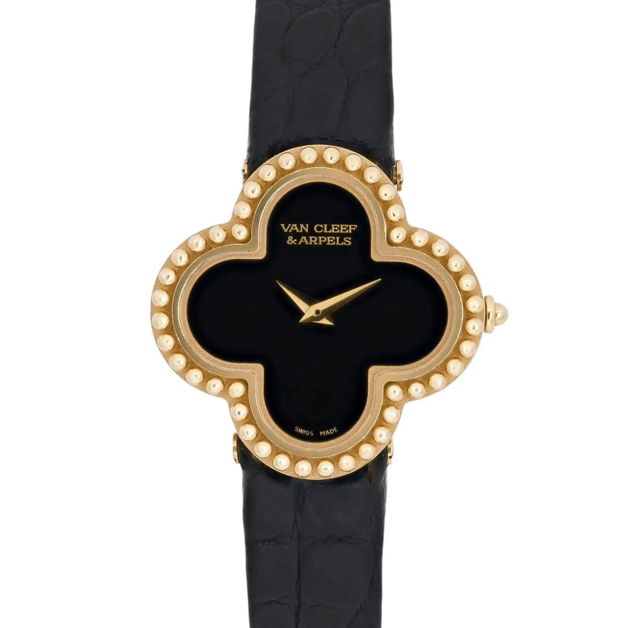 Pre-owned in good condition. The band shows signs of wear.

💎 Basic Information
Brand: Van Cleef & Arpels

Model: Alhambra

Model Number: VCARD21900

Department: Women

Style: Luxury

Country/Region of Manufacture: Switzerland

Vintage: