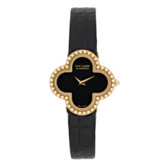 Van Cleef & Arpels Alhambra 18K Yellow Gold Onyx Quartz Watch VCARD21900