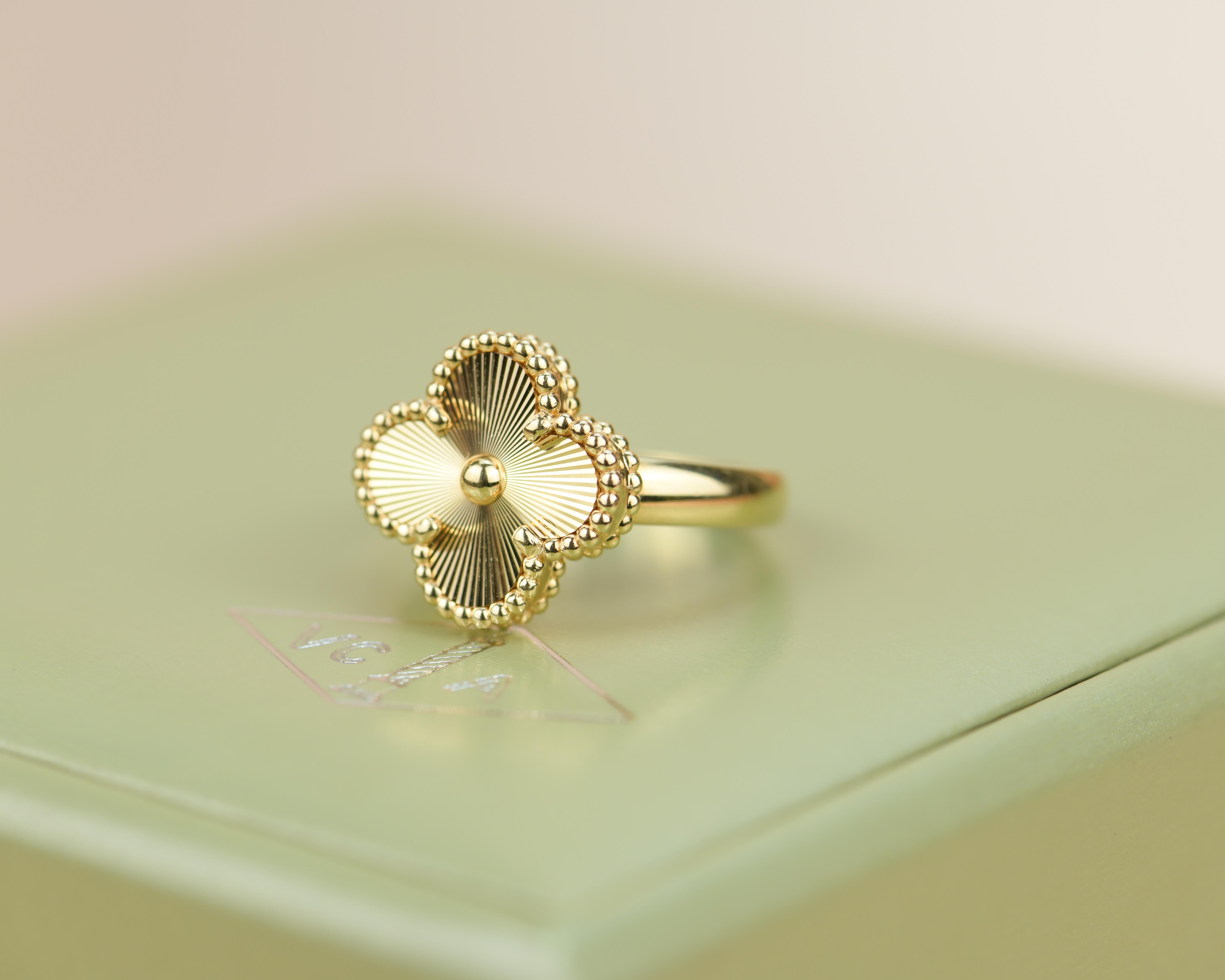 Van Cleef & Arpels Alhambra 18k Yellow Gold Ring In Excellent Condition In Banbury, GB