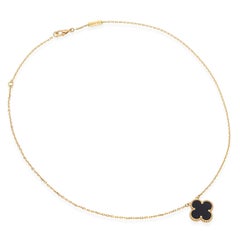 Van Cleef & Arpels Alhambra 18k Yellow Gold with Black Onyx Necklace