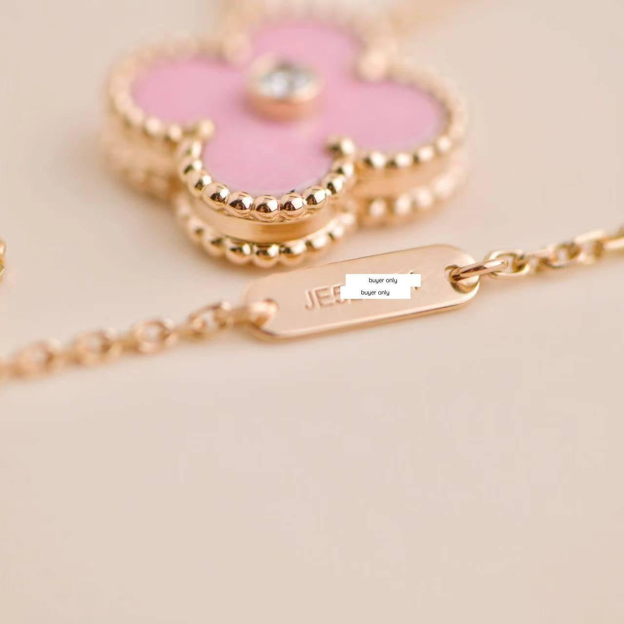 Van Cleef & Arpels Alhambra 2015 Holiday Diamond Pink Sèvres Porcelain Pendant 1