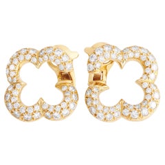 Van Cleef & Arpels Alhambra 3.60 Ct Diamond Yellow Gold Quatrefoil Earrings