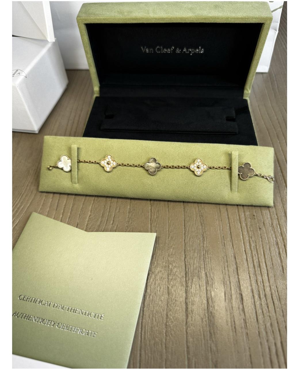 Van Cleef & Arpels Alhambra 5 motif Bracelet with  Diamonds and  18k Yellow Gold 2