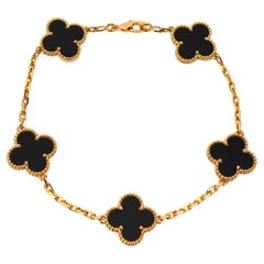 Van Cleef & Arpels Pulsera Alhambra 5 Motivos Ónice Oro Amarillo 18 Kilates