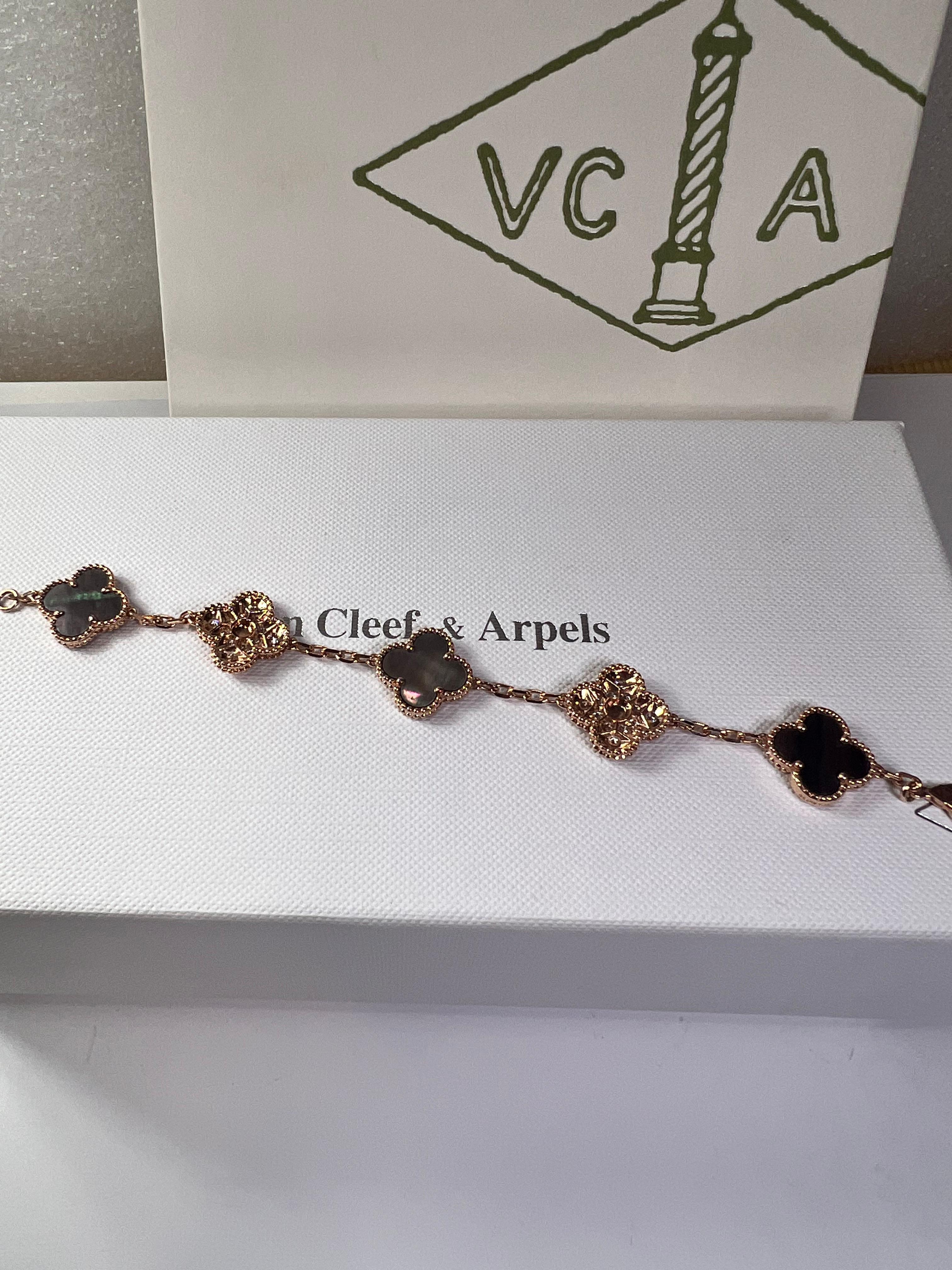 Van Cleef & Arpels Alhambra  Bracelet  18k Rose Gold diamonds & motherofpearl  1