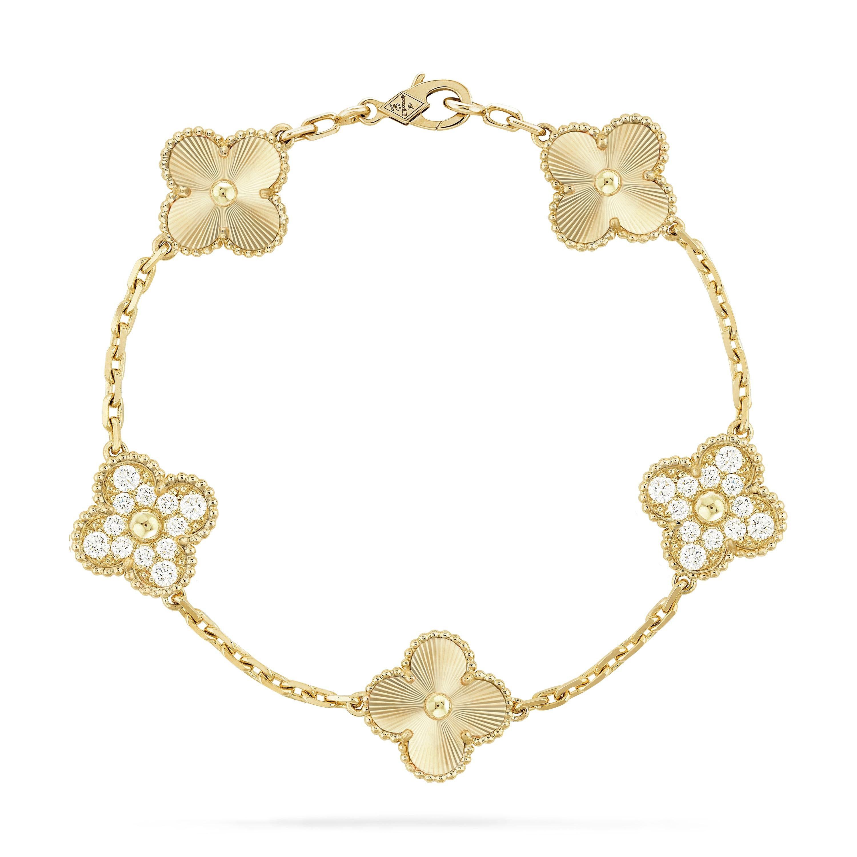 Brilliant Cut Van Cleef & Arpels Alhambra  Bracelet  18k Rose Gold diamonds & motherofpearl 