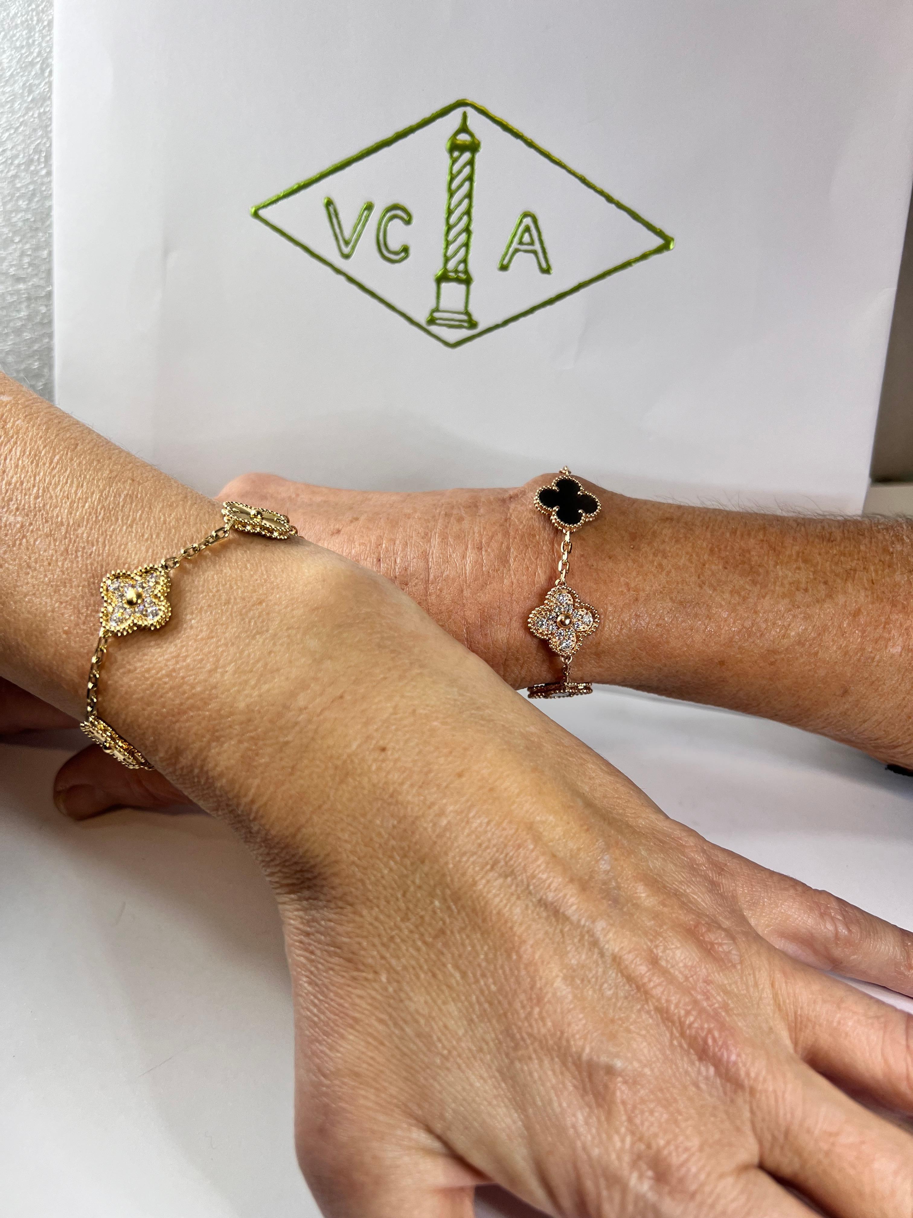 Brilliant Cut Van Cleef & Arpels Alhambra  Bracelet  18k Rose Gold diamonds & motherofpearl 