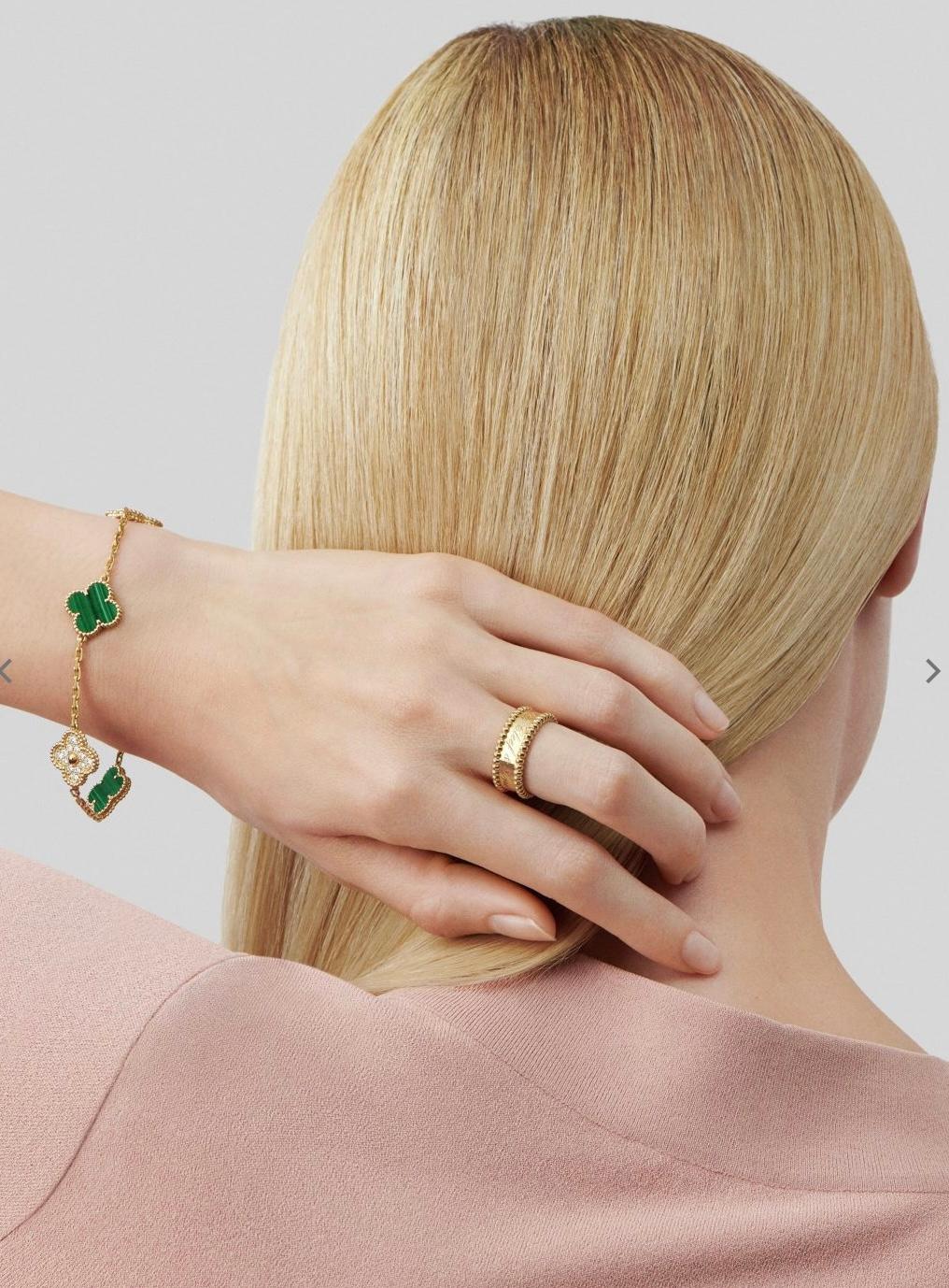 Van Cleef & Arpels Alhambra-Armband aus Diamanten und Malaquit in 18 Karat  Gold Damen