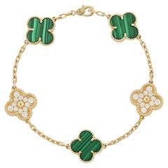 Van Cleef & Arpels Alhambra Bracelet in Diamonds and Malaquite in 18k  Gold