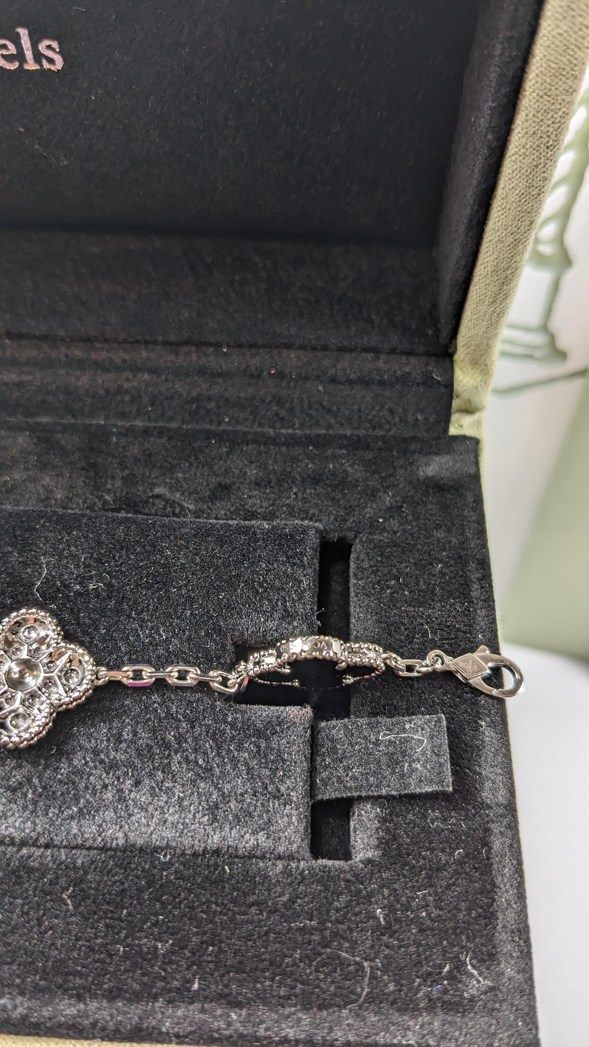 Van Cleef & Arpels Alhambra Bracelet in Diamonds and Onyx in 18k White Gold 2