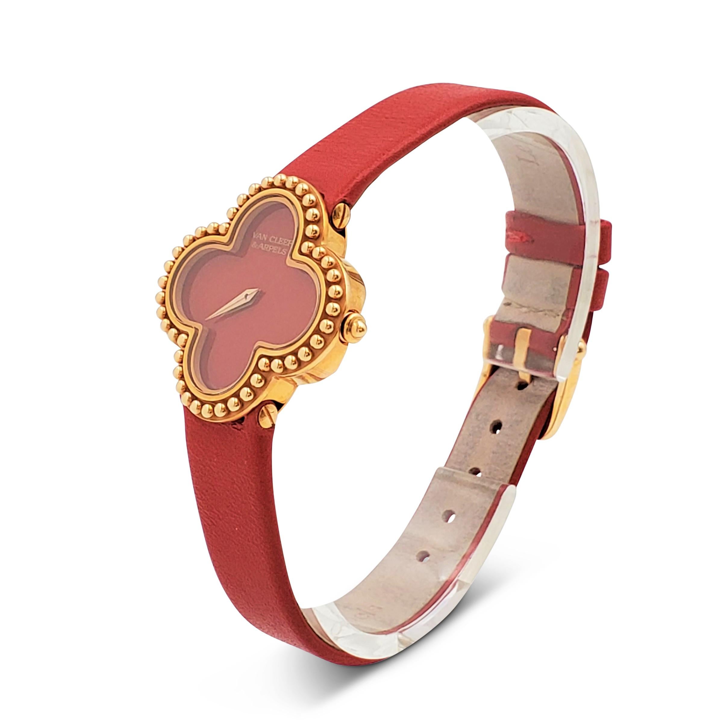 Van Cleef and Arpels 'Alhambra' Carnelian Dial Watch, Small Model 