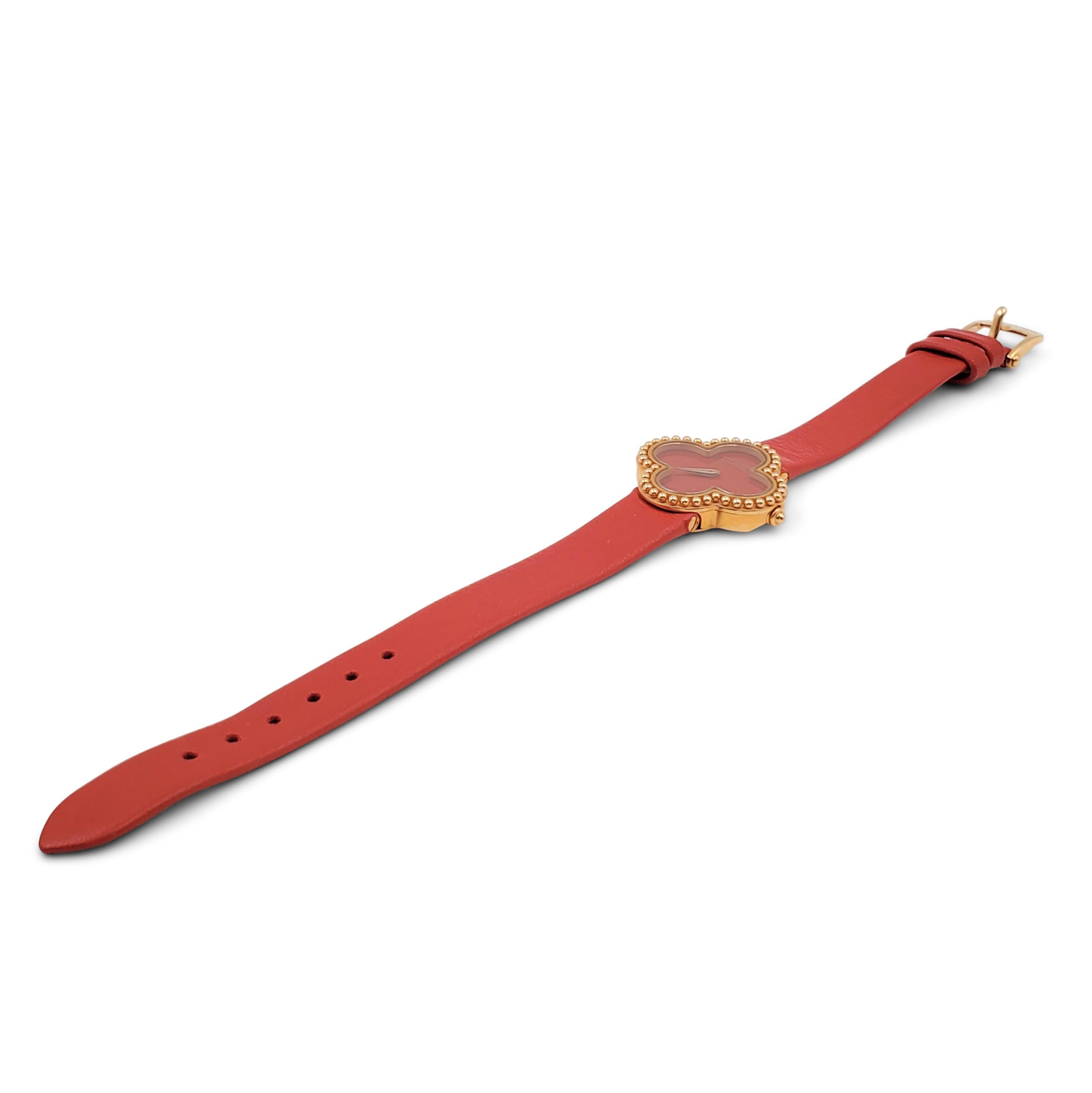 Uncut Van Cleef & Arpels 'Alhambra' Carnelian Dial Watch, Small Model